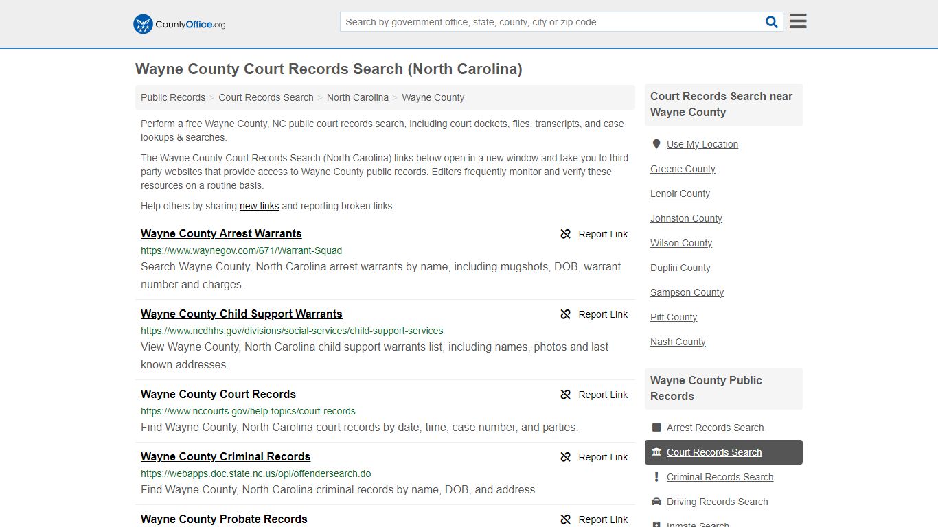 Wayne County Court Records Search (North Carolina) - County Office