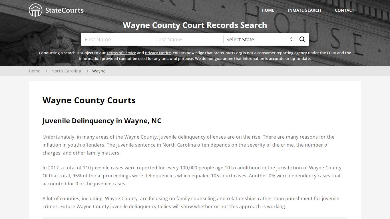 Wayne County, NC Courts - Records & Cases - StateCourts